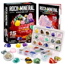 XXTOYS Rock Collection - 15-Piece Cool Geology Gem Kit for Kids With Identifi...