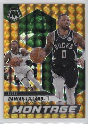 2024-25 Panini Mosaic Montage Gold Mosaic Prizm 9/10 Damian Lillard #14 1f8v