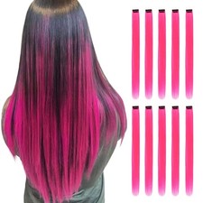 Pink Hair Extensions Clip in, 22 Inch 10 Pcs Long Straight Colored, for Highl...