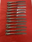12 Wallace Grand Baroque Dinner Knives Sterling Silver Handle No Monogram