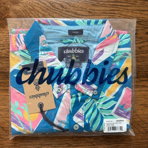 Chubbies Men’s The Wish You Were Here Friday Shirt Size XL Tropical Button Up - Picture 2 of 4