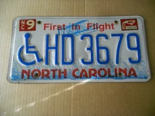 1997 NC North Carolina Handicap HD3679 License Plate Original HD Tag