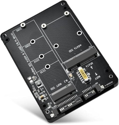 ELUTENG 2,5'' SATA Adapter für M.2 NGFF/MSATA SSD mit Gehäuse 2 in 1 Konverter SA