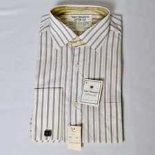 Vintage 1980s Van Heusen Cotton 100 Striped Shirt England NOS French Cuff