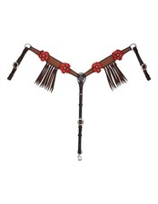Circle Y Breast Collar Sarah Rose Flower Fringe Horse Brown X4404-100V