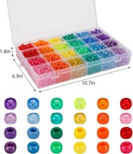 2880 Pcs Pony Beads Kit Kandi Beads for Hair Plastic Bead 6 X 9Mm 24 Colors 