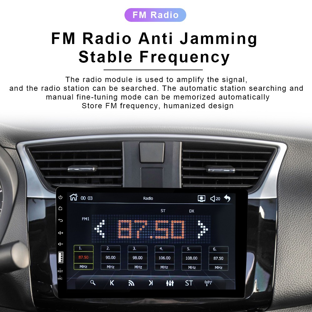 Single 1Din 9" Car Stereo Apple Carplay Android Auto Radio Touch Screen + Camera