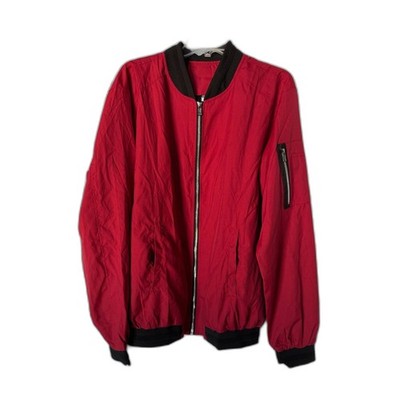 VTG Retro Red Bomber Jacket w/ Black Trim | Lightweight MA-1 Streetwear Jacket