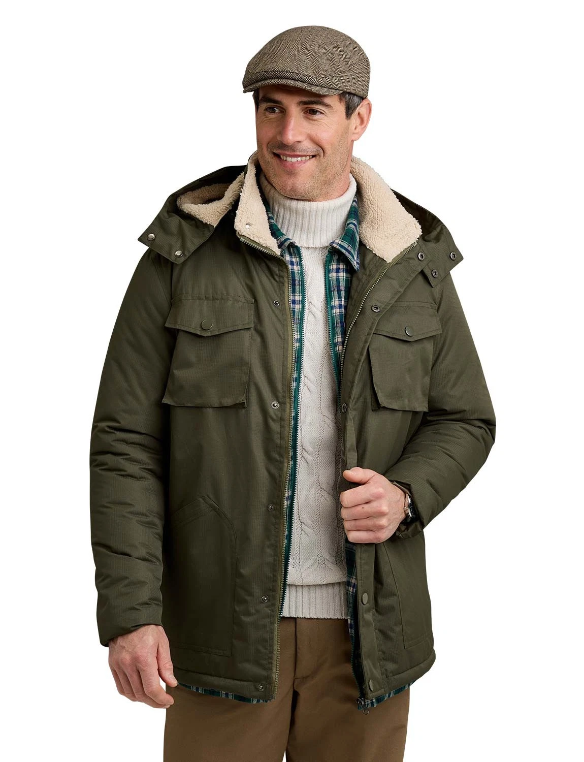 Mens Waterproof Jacket with Sherpa Lining and Detachable Hood Insulated
Opens in a new window or tab