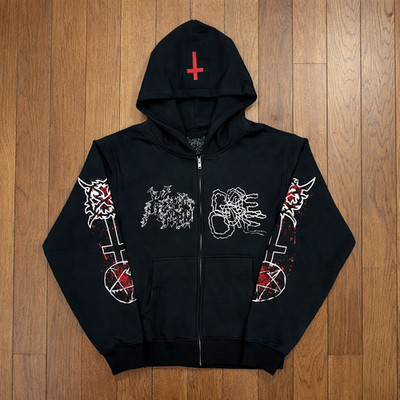 トップス KenCarson Antagonist2.0 zip hoodie opium Ken Carson Teen X Asterisk - Opium Label Zip-Up Hoodies - Destroy