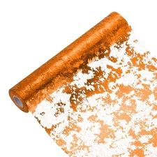 Orange Table Runner Roll 11.4" x 45 Feet Sequin Foil Metallic Mesh Table Runner