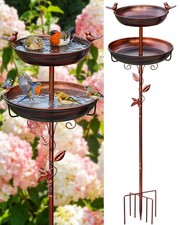 Metal Bird Bath for Outside - Outdoor Garden Decor Birdbath 2-Tier Water Bowl...