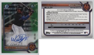 2022 Bowman Chrome Prospect Auto Green Refractor /99 Willy Fanas #CPA-WF Auto