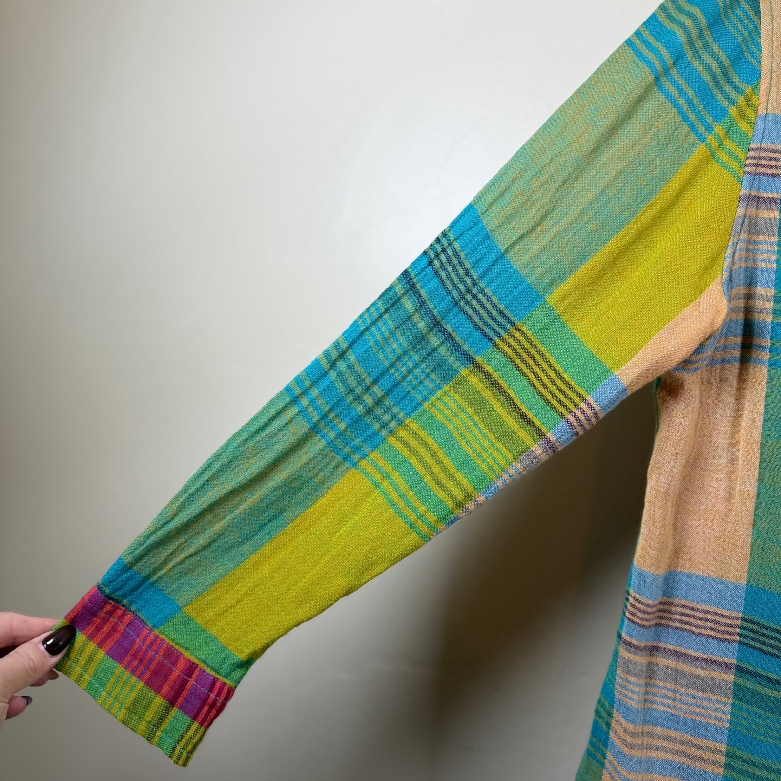 Soft Surroundings Patchwork Plaid Embroidered  Bu… - image 6