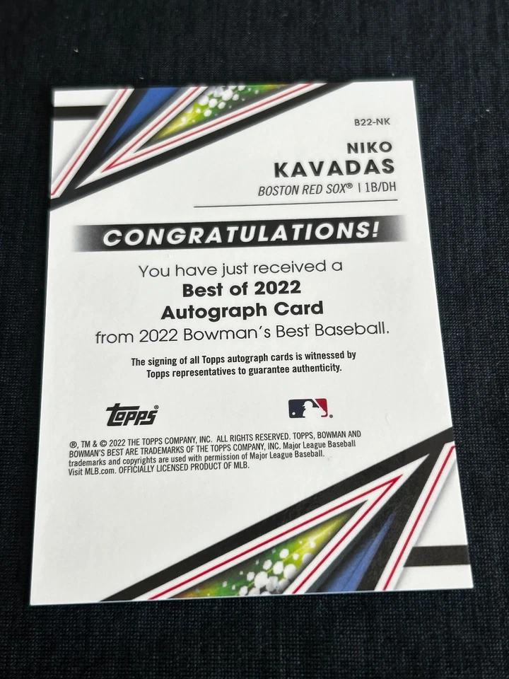 2022 Bowmans Best Niko Kavadas BEST OF 2022 ATOMIC GREEN AUTO #13/99 + 8 AUTOS - Image 3 of 4