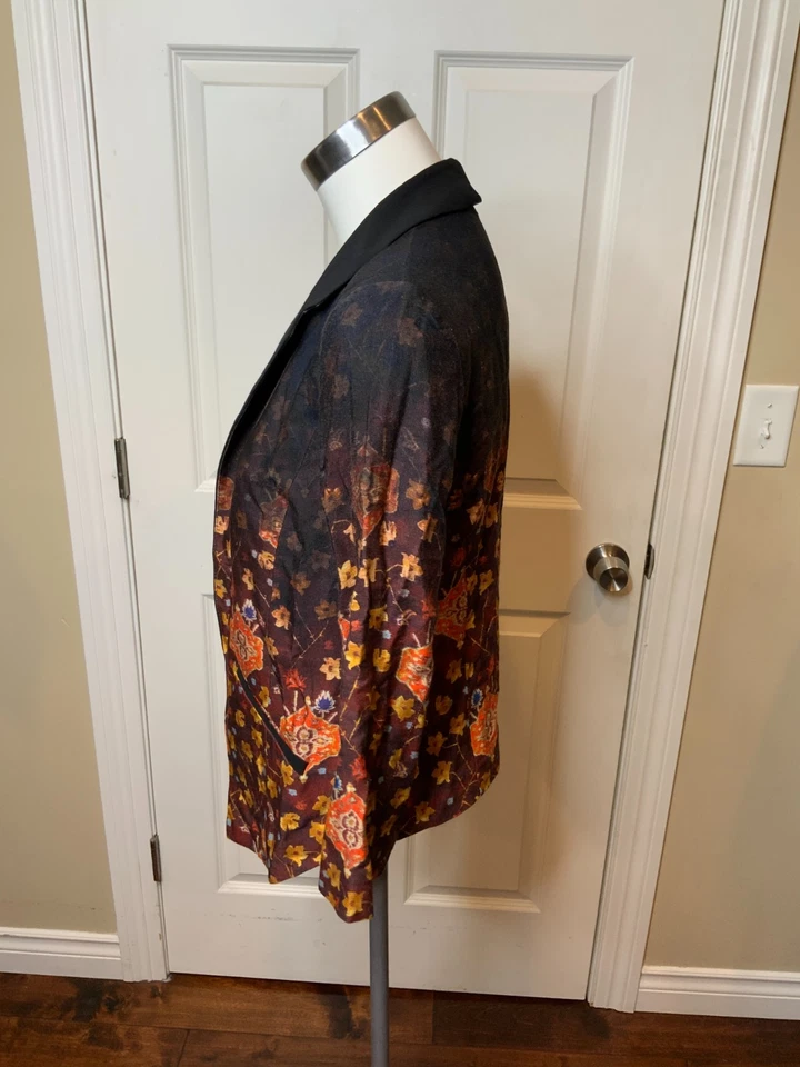 Блейзер Cartonnier Anthropologie Telluride темно-бордовый цветочный с открытой передней частью, размер 0 - Изображение 4 из 4
