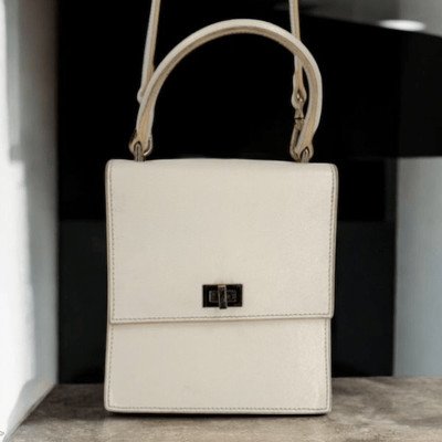 Neely & Chloe No 19 Mini Lady Bag White Saffiano Leather Crossbody Hand bag
