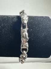Milor Italy 925 Sterling Silver Chain Link Bracelet With Panther Clasp
