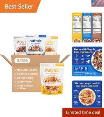 On-the-Go Nut Granola Variety Pack - Low Carb, Healthy Breakfast Cereal, 3 Count