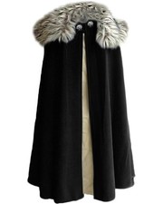 MSOrient Mens Viking Cloak Fur Costume Medieval Large-XLarge, Black