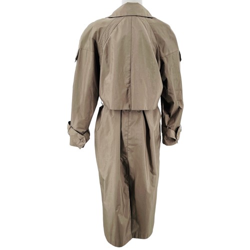 Vintage British Mist Cream Double Breasted Mist Trench Rain Coat Women Size 12 - Picture 4 of 12