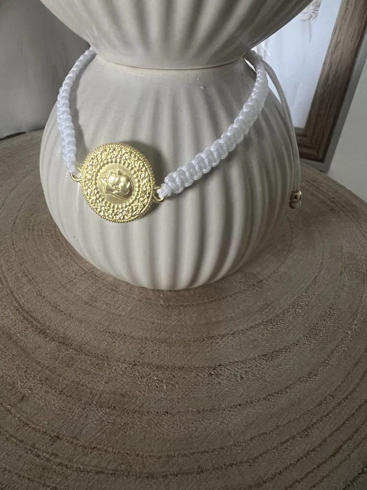 Ceyrek Bileklik|Armband| vergoldet|Altin Kaplama-Atatürk Münze|Makramee Weiß - Bild 3 von 4
