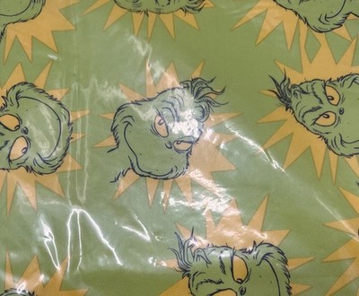 Mr. Grinch Table Cloth Face Christmas 52x70'' Vinyl Flannel Back New With Tags