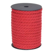 Cotton Rope 3 Strand Twisted Braided Rope Cord, Red 23m 10mm