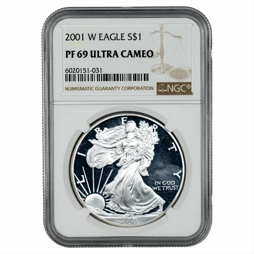 2001W Proof American Silver Eagle $1 NGC PF 69 UCAM