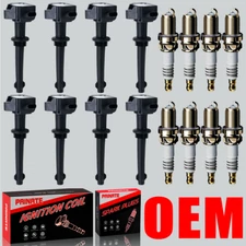 8X OEM Ignition Coil & 8X Iridium Spark Plug For Land Rover Jaguar 5.0L V8 UF618