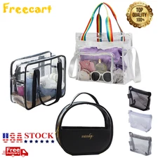5PC Mesh Transparent Storage Bag Portable Travel Cosmetic Key Coin Zipper Purse