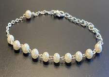 Bracciale rosario di perle da donna braccialetto con catena  regolabile argento