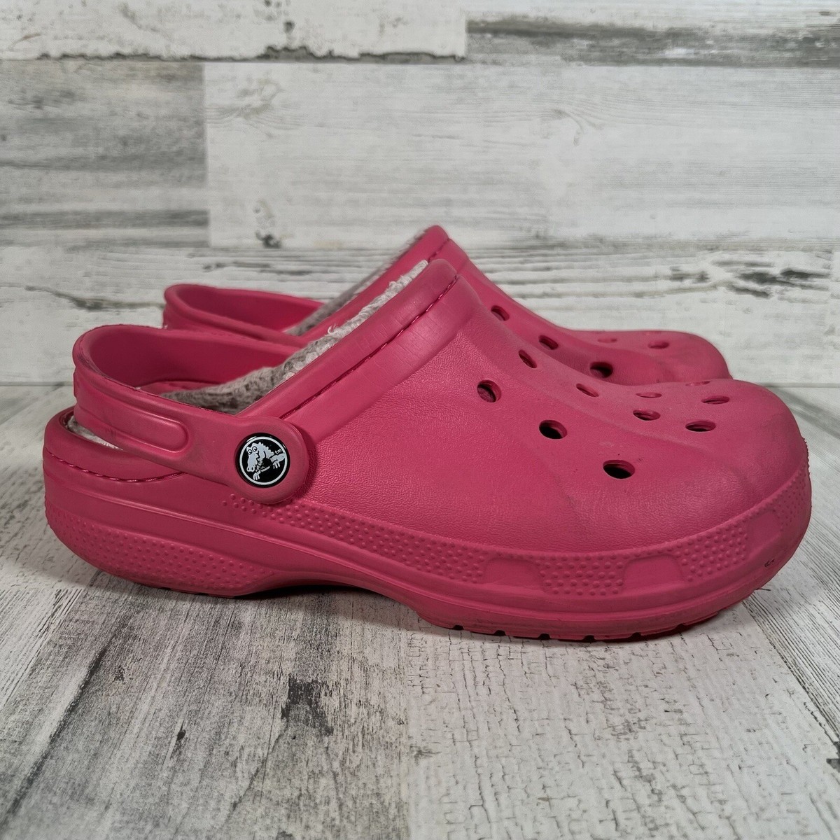 Crocs Classic Dual Comfort Women’s Pink Sherpa Lined Clogs Slip On Shoes  Size