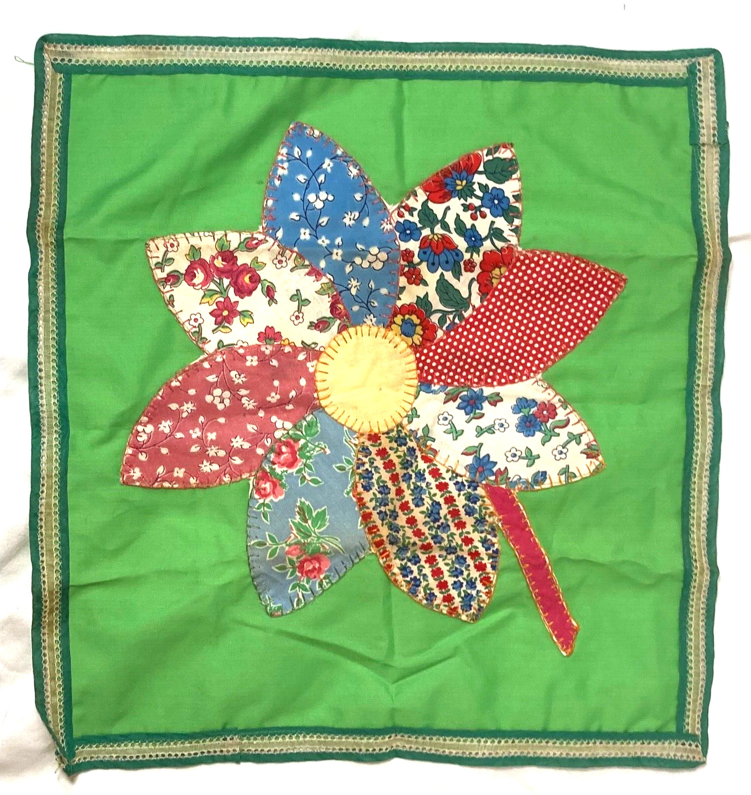 Vintage Decorative Handmade Patchwork Handkerchie… - image 1