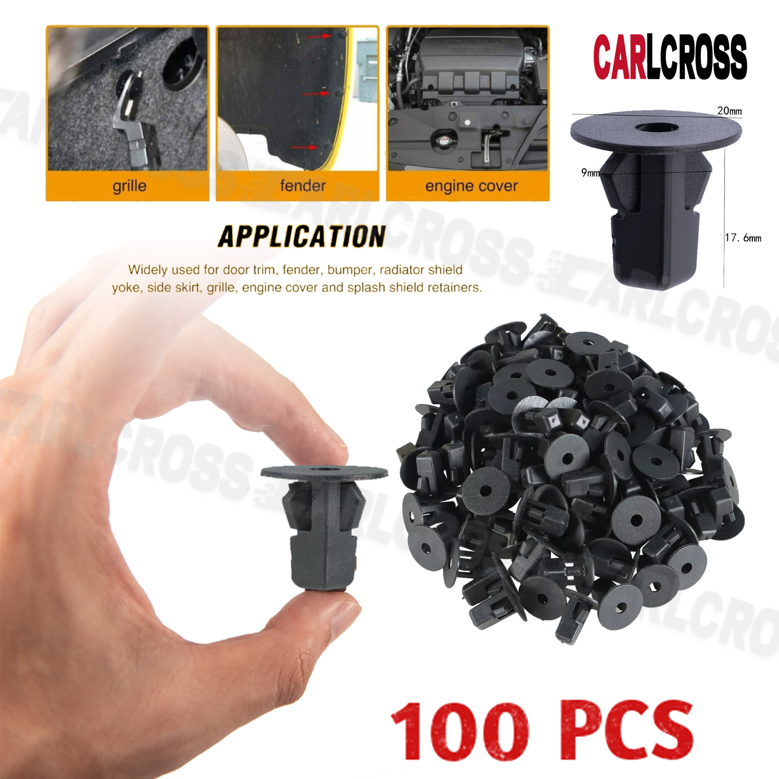 8x8.2mm Toyota 100X Bumper Rivets Car Fender Fastener Push Fit Clips