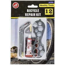 12pc Bike Tire Repair Kit Bicycle Cycle Tube Puncture Patch Levers Spanner Tool