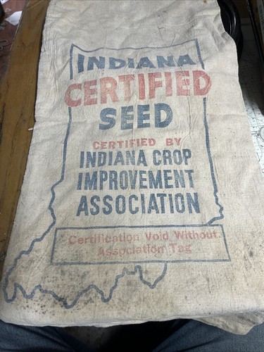 Vtg Indiana Certified Corn Welp Bros Seed Canvas Feed Sack Bag Ag Huntingburg IN