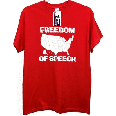 FREEDOM OF SPEECH 2nd Amendment Right RED T-Shirt MEDIUM *FREE/FAST SHIPPING*