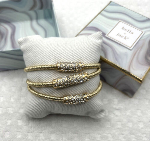 NWT Bella & Jack Gold-tone 3 Strand Bracelet with Pave. Magnetic Closure. - Picture 2 of 4