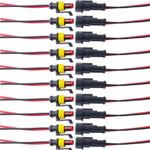 2/5/10 Set 2-Pin 2Way 20cm Waterproof MaleWire Connector Plug Female Electrical - Picture 2 of 9