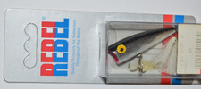 vintage 1984 rebel teeny pop r popper topwater lure p5001 2" 1/8oz silver black