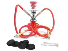 Budawi® Shisha klein 2 Schlauch 25cm in rot inkl. Kohlenzange Mini-Shisha