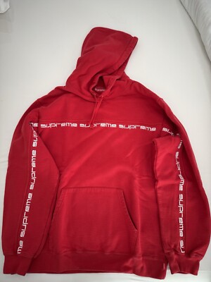 Supreme Text Stripe Sweatshirt Red - XL