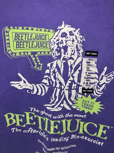 Beetlejuice Bio-Exorcist Ad T-Shirt unisex new Xmas shirt, Purple Retro Small - Picture 3 of 6