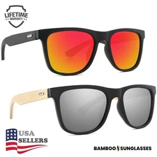 Bamboo Sunglasses Wooden Retro Vintage Mirror Fishing Polarized Glasses New USA