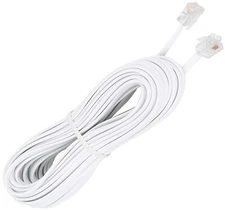 Telephone Extension Cord 25 Feet Long Phone Cable Line Wire - White Trisonic