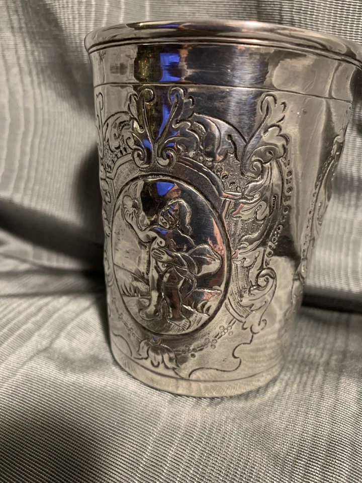 Muy rara Copa de Plata Antigua Rusa Siglo XVIII 1750 Moscú Vasiliy Nikitin Foto 3 de 4