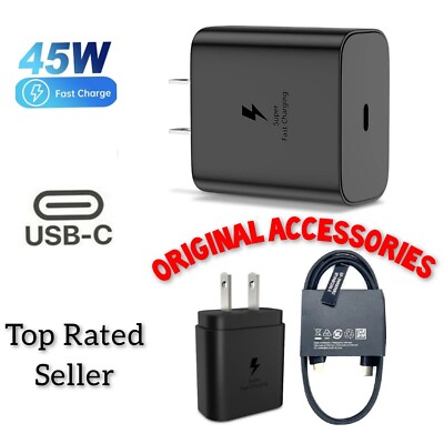 Samsung 45w USB-C Super Fast Wall Charger Type C Cable Original S22 ultra Fold 4