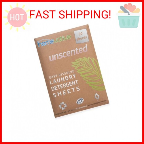 Homevative Laundry Detergent Sheets, 30 Sheets, Up to 60 Loads, Easy Dissolve, U