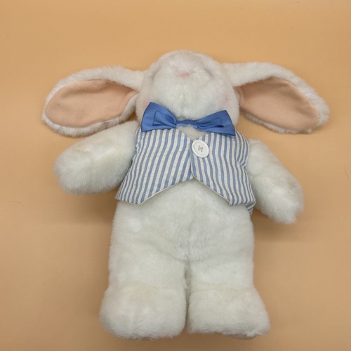 Vintage Hallmark Uncle E Bunny Plush Rabbit With Blue White Striped Vest Easter - Picture 3 of 24